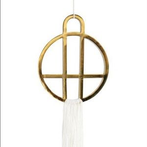 Metal Wall Decor w/ Cotton Fringe in Brass Finish